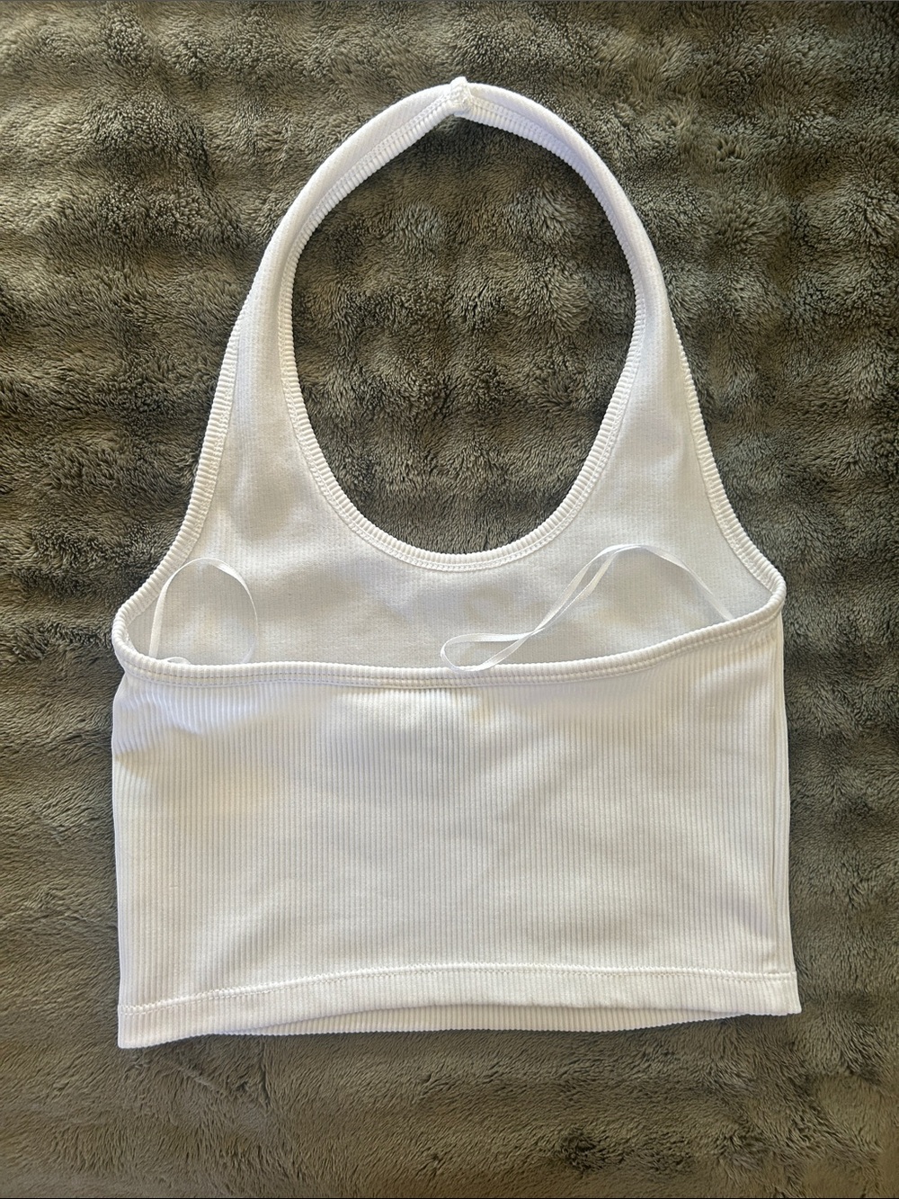 Divided White Ribbed Halter Crop Top - Picture 2 of 3